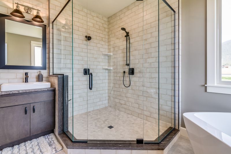 Open Shower with Black Frame Glass